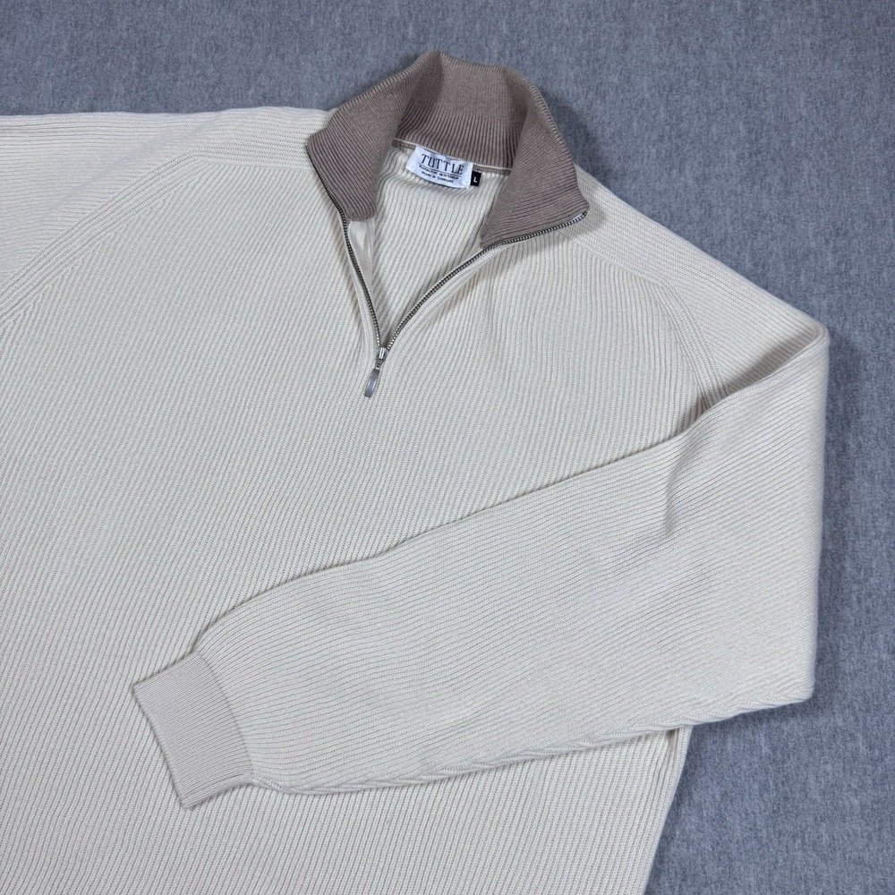 VTG TUTTLE Golf Mens Cashmere Blend 1/4 Zip Sweater Large Made In Scotland
